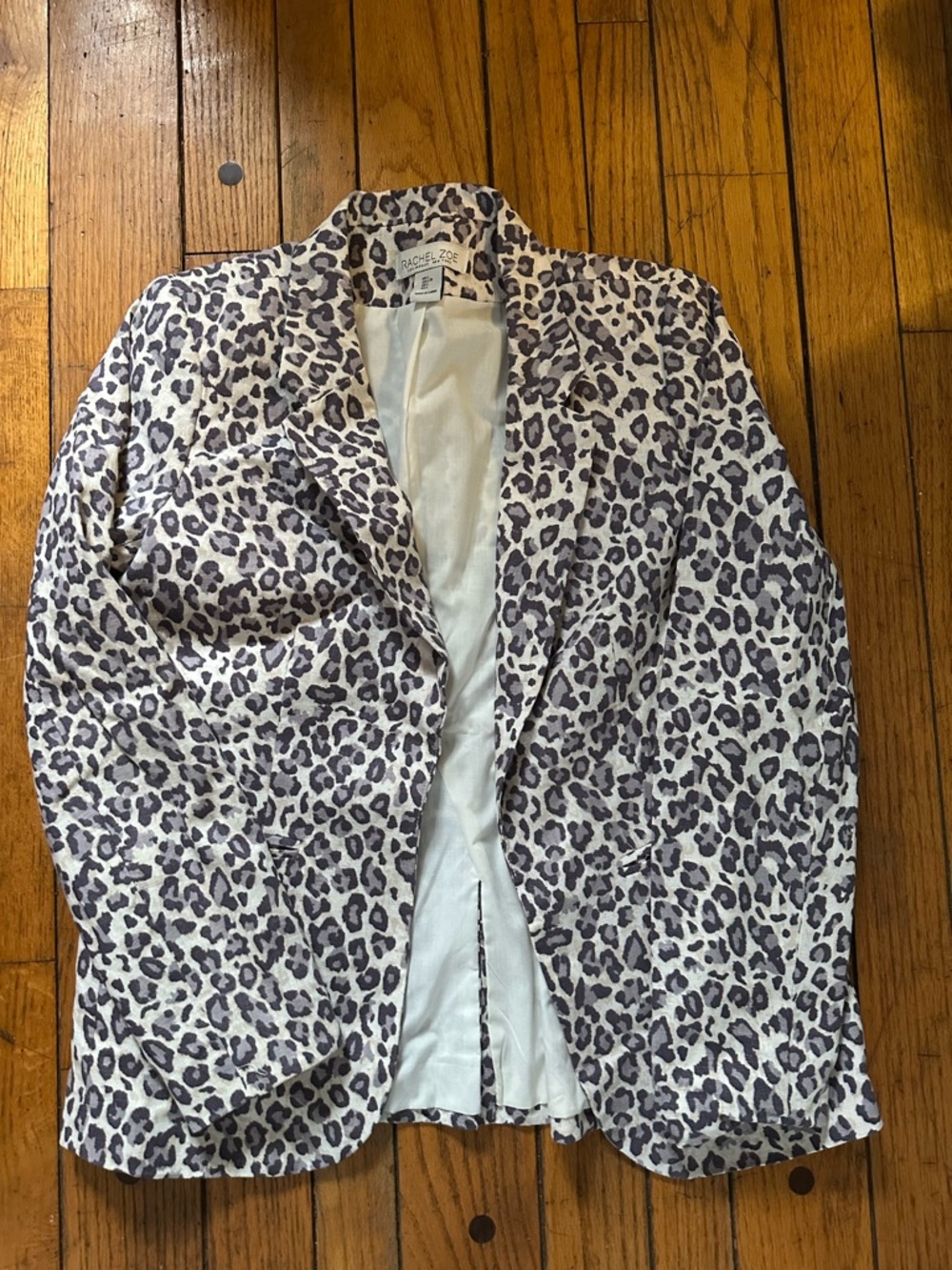 Rachel Zoe Leopard Print Blazer in White and Gray